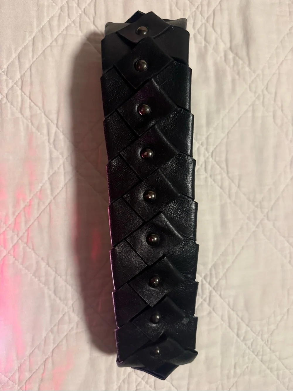 Diane Von Furstenberg Black Layered Stud Leather Small Belt